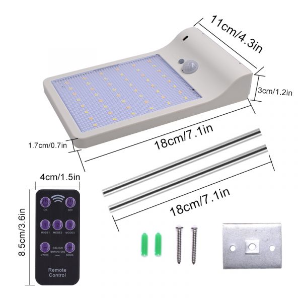 Solar Light Color Adjustable With Controller 48 led - Waterproof