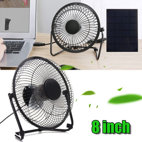 Solar Panel Powered + USB 5W Iron Fan