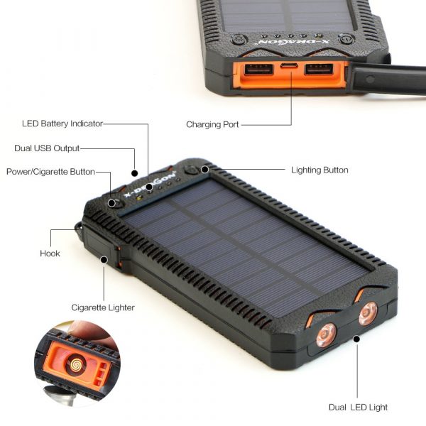Solar Power Bank Portable 15000 mAh
