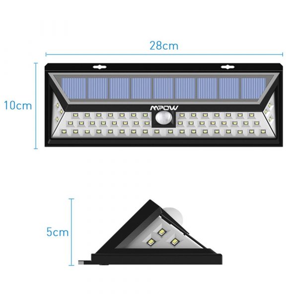 Solar 54 LED Motion Sensor Security Light - Waterproof Wide Angle & Long Range